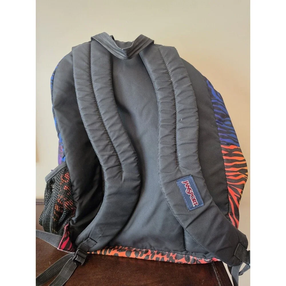 Vintage 90s Jansport Leopard and Zebra Print Backpack Multi Color 3 Zipper